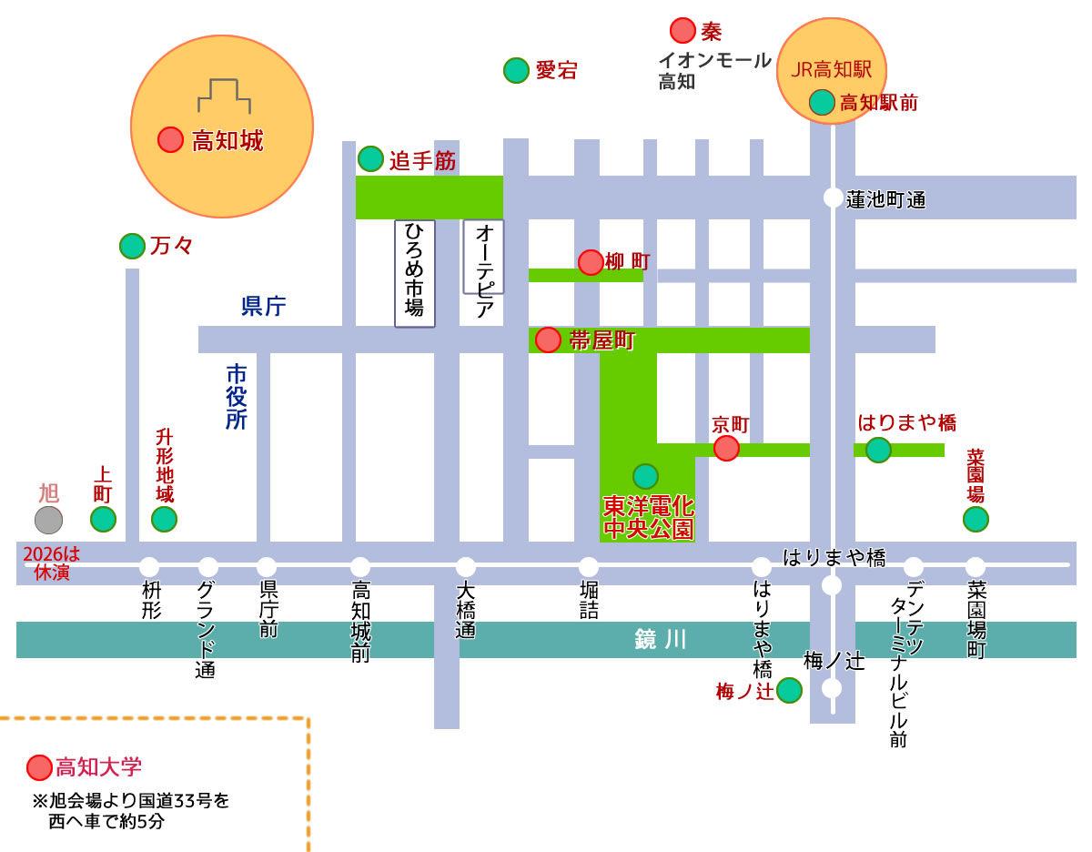 よさこい祭り会場マップ